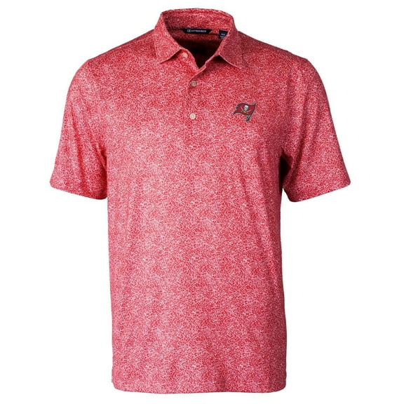 Men's Cutter & Buck Red Tampa Bay Buccaneers Pike Constellation Print Stretch Polo
