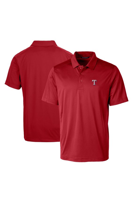 Men's Cutter & Buck Red Texas Rangers Logo Prospect Textured Stretch Big & Tall Polo