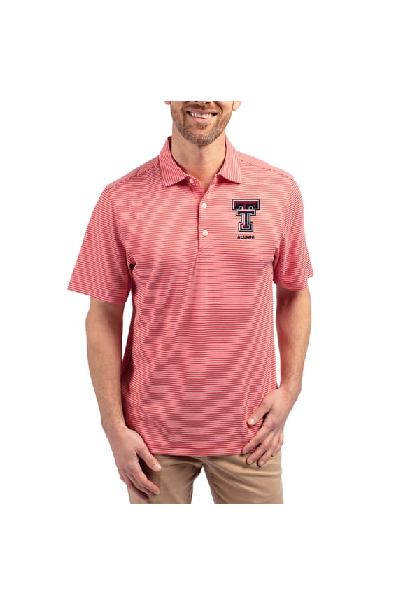 Men's Cutter & Buck Red Texas Tech Red Raiders Forge Eco Double Stripe Stretch Recycled Polo