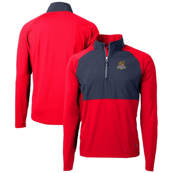 Men's Cutter & Buck Red Toledo Mud Hens Adapt Eco Knit Hybrid Recycled Quarter-Zip Top