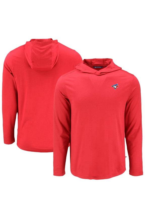Men's Cutter & Buck Red Toronto Blue Jays Coastline Epic Comfort Recycled Eco Hoodie Long Sleeve T-Shirt