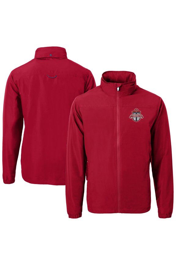 Men's-Cutter & Buck Red Toronto FC Charter Eco Recycled Full-Zip Jacket