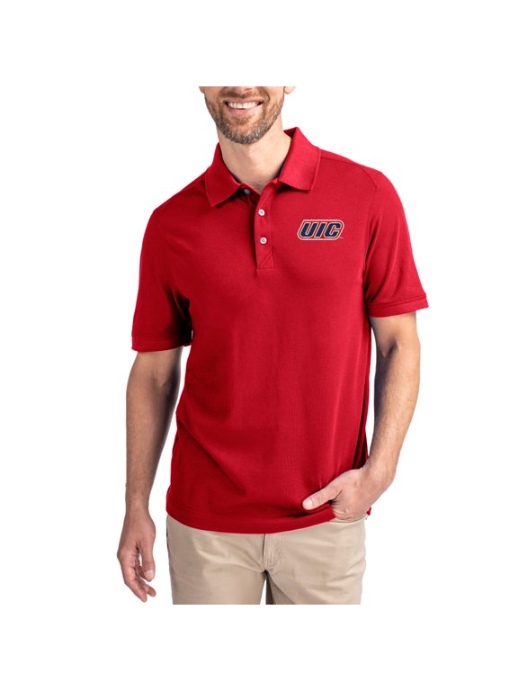 Men's Cutter & Buck Red UIC Flames Advantage Eco Pique Tri-Blend Polo