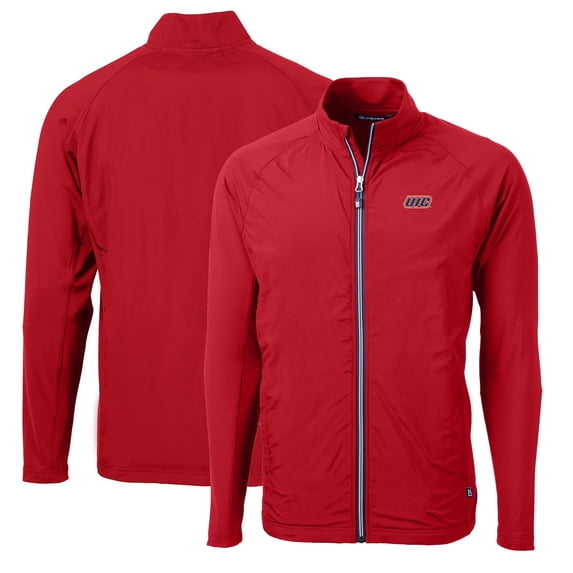 Men's Cutter & Buck Red UIC Flames Big & Tall Adapt Eco Knit Hybrid Recycled Full-Zip Jacket