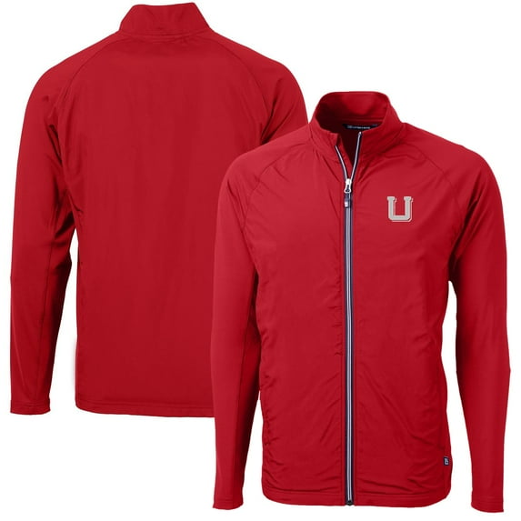 Men's Cutter & Buck Red Utah Utes Adapt Eco Knit Hybrid Recycled Big & Tall Full-Zip Jacket