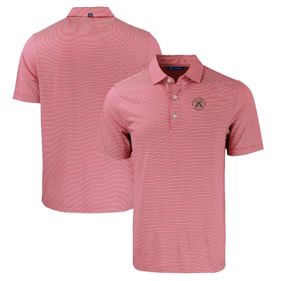 Men's Cutter & Buck Red Virginia Military Institute Keydets Forge Eco Double Stripe Stretch Recycled Polo