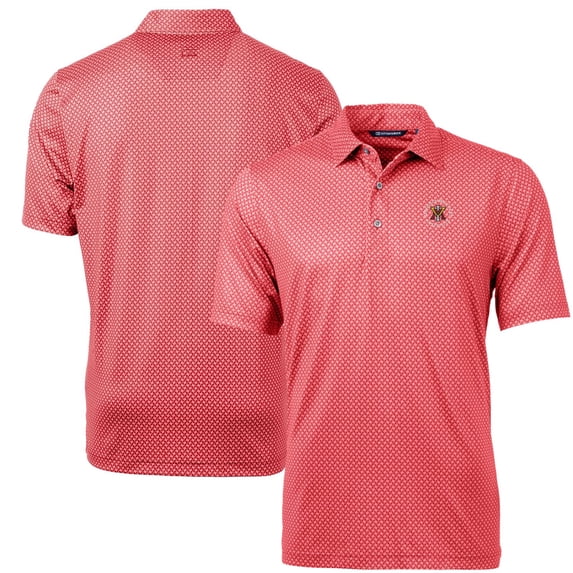 Men's Cutter & Buck Red Virginia Military Institute Keydets Pike Banner Print Polo