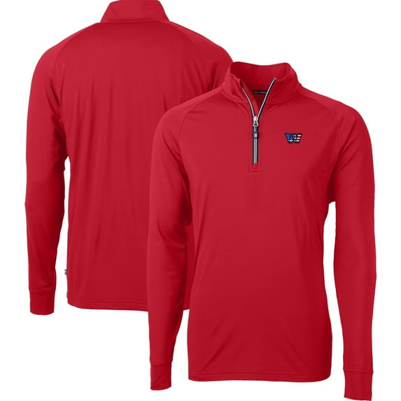 Men's Cutter & Buck Red Washington Commanders Big & Tall Americana Adapt Eco DryTec Raglan Quarter-Zip Jacket