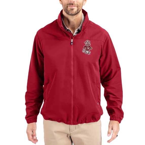Men's Cutter & Buck Red Washington State Cougars Charter Eco Recycled Full-Zip Jacket