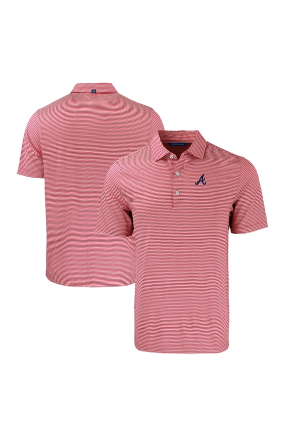 Men's Cutter & Buck Red/White Atlanta Braves Forge Eco Double Stripe Stretch Recycled Polo