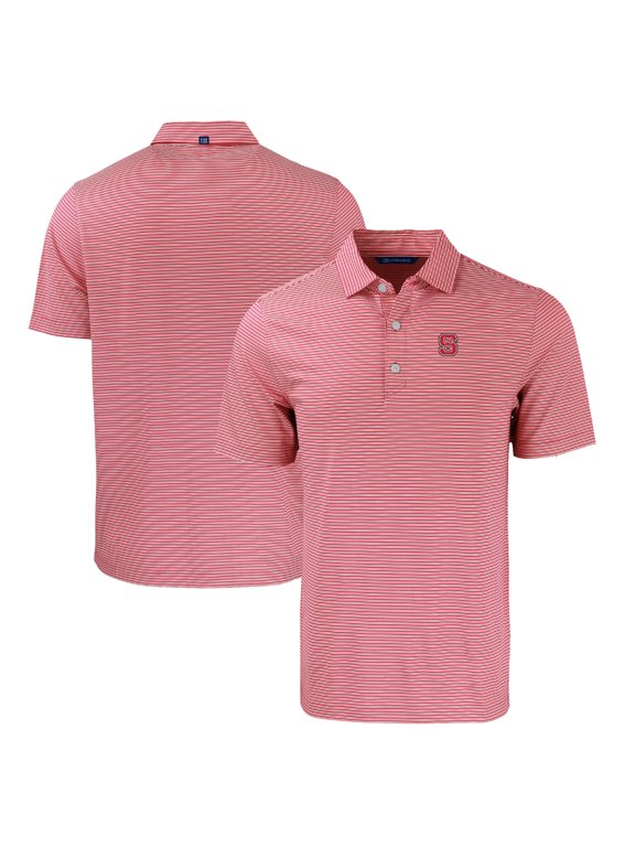 Men's Cutter & Buck Red/White NC State Wolfpack Forge Eco Double Stripe Stretch Recycled Polo