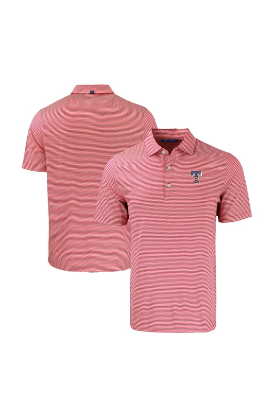 Men's Cutter & Buck Red/White Texas Rangers Stars & Stripes Forge Eco Double Stripe Stretch Recycled Polo