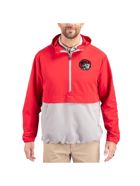 Men's Cutter & Buck Red Winston-Salem State Rams Charter Eco Recycled Half-Zip Anorak Jacket