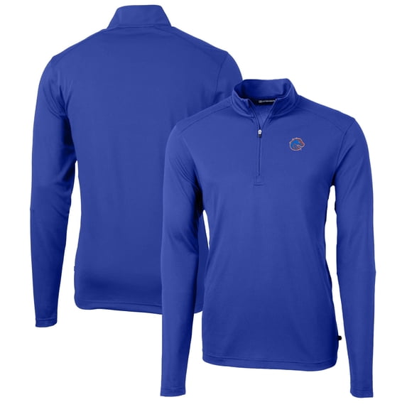 Men's Cutter & Buck Royal Boise State Broncos Big & Tall Virtue Eco Pique Recycled Quarter-Zip Pullover Top