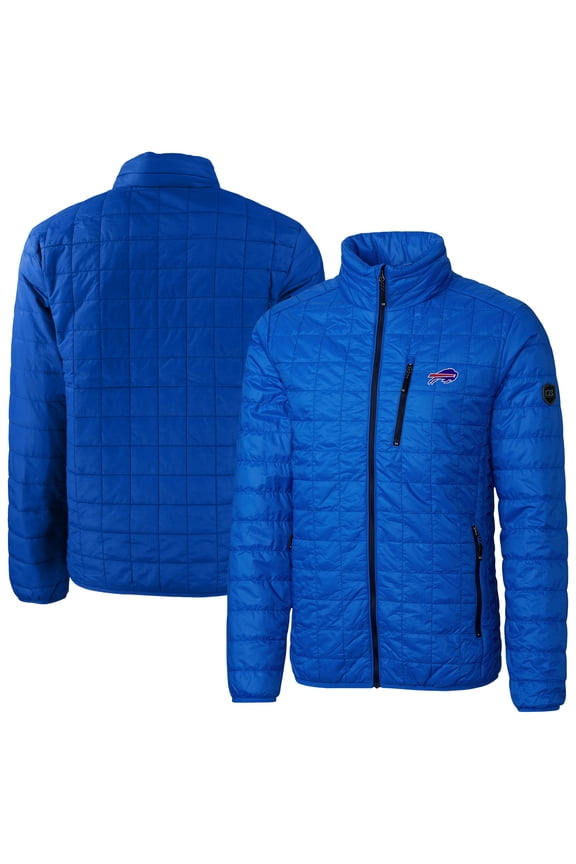 Men's Cutter & Buck Royal Buffalo Bills Big & Tall Rainier PrimaLoft Eco Insulated Full-Zip Hoodie Puffer Jacket