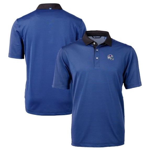 Men's Cutter & Buck Royal Buffalo Bills Big & Tall Virtue Eco Pique Micro Stripe DryTec Tri-Blend Recycled Polo