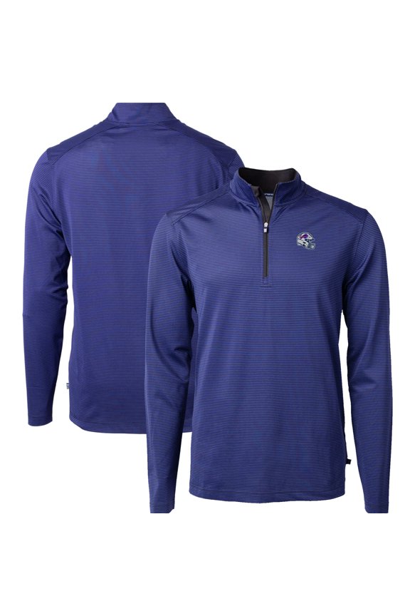 Men's Cutter & Buck Royal Buffalo Bills Big & Tall Virtue Eco Pique Micro Stripe Tri-Blend Quarter-Zip Jacket