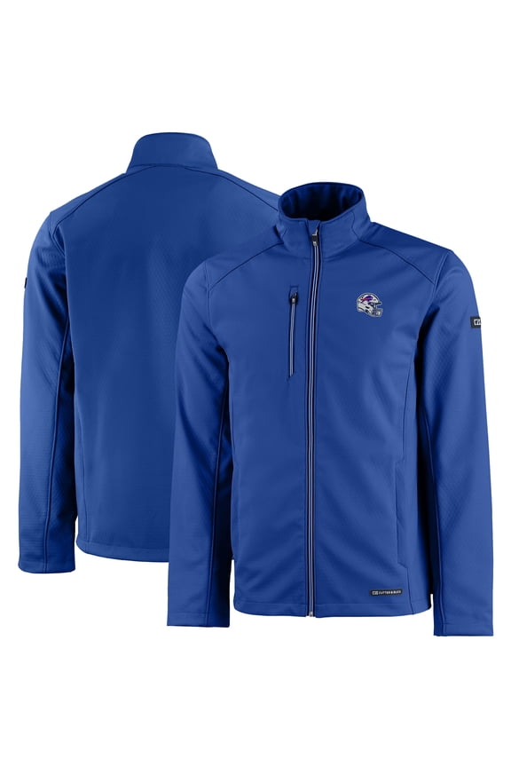 Men's Cutter & Buck Royal Buffalo Bills Evoke Eco Softshell Recycled Full-Zip Jacket