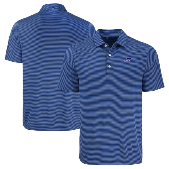 Men's Cutter & Buck Royal Buffalo Bills Forge Eco Fine Line Stripe Polo