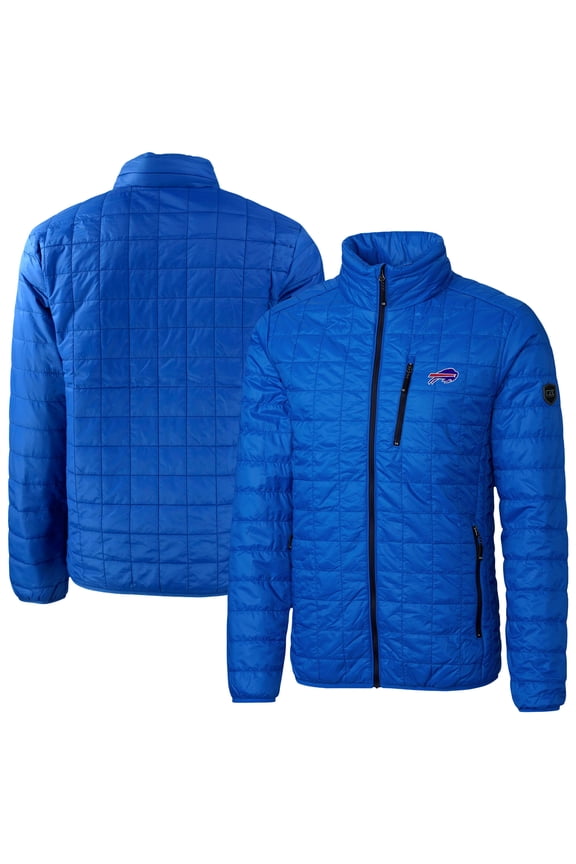 Men's Cutter & Buck Royal Buffalo Bills Rainier PrimaLoft Eco Insulated Full-Zip Puffer Jacket