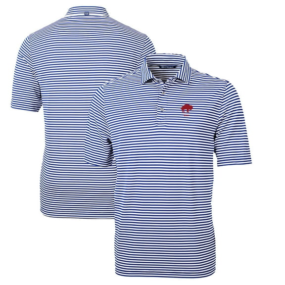Men's Cutter & Buck Royal Buffalo Bills Throwback Logo Virtue Eco Pique Stripe Recycled Polo