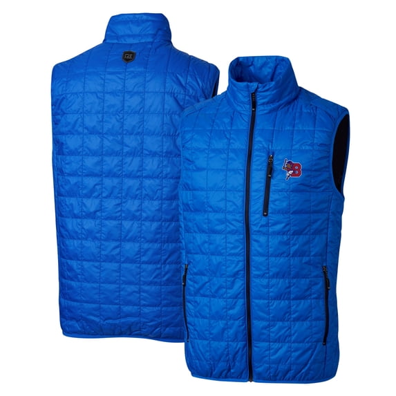 Men's Cutter & Buck Royal Buffalo Bisons Rainier PrimaLoft Eco Insulated Full-Zip Puffer Vest