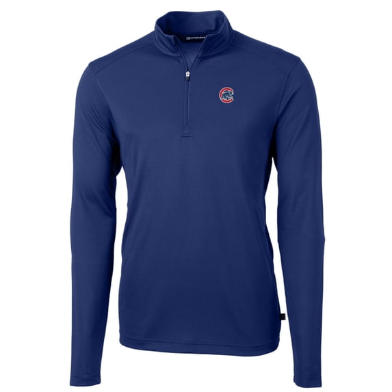 Men's Cutter & Buck Royal Chicago Cubs Big & Tall Virtue Eco Pique Quarter-Zip Pullover Jacket