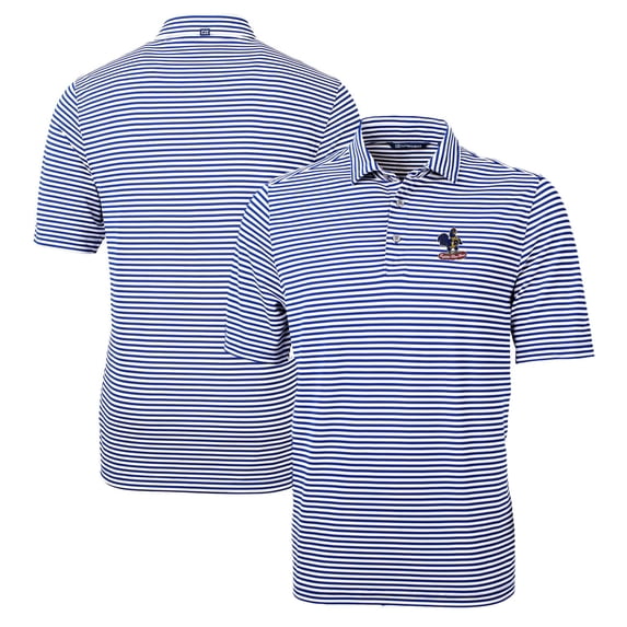 Men's Cutter & Buck Royal Delaware Fightin' Blue Hens Big & Tall Team Logo Virtue Eco Pique Stripe Recycled Polo