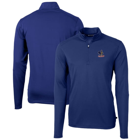 Men's Cutter & Buck Royal Delaware Fightin' Blue Hens Team Big & Tall Virtue Eco Pique Recycled Quarter-Zip Pullover Top