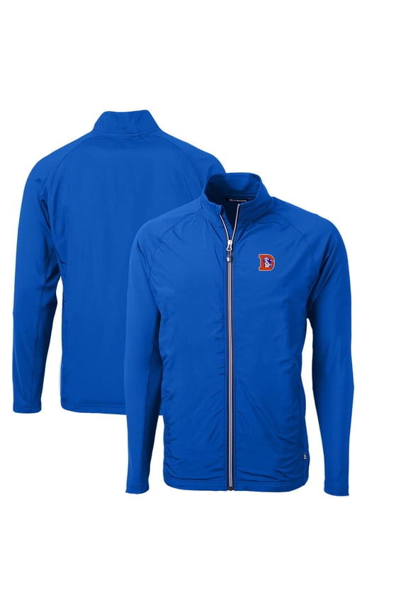 Men's Cutter & Buck Royal Denver Broncos Adapt Eco Knit Hybrid Recycled Full-Zip Throwback Jacket