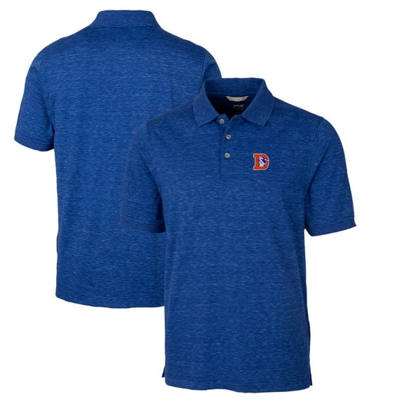 Men's Cutter & Buck Royal Denver Broncos Advantage Tri-Blend Space Dye Big & Tall Throwback Polo