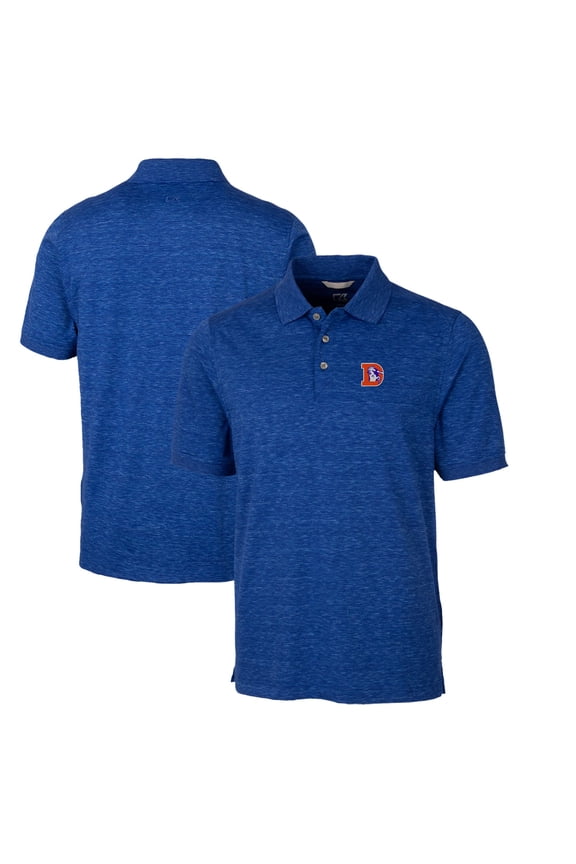 Men's Cutter & Buck Royal Denver Broncos Advantage Tri-Blend Space Dye Big & Tall Throwback Polo