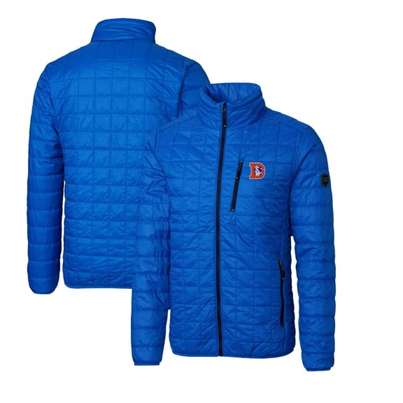 Men's Cutter & Buck Royal Denver Broncos Throwback Logo Rainier PrimaLoft Eco Insulated Full-Zip Puffer Jacket