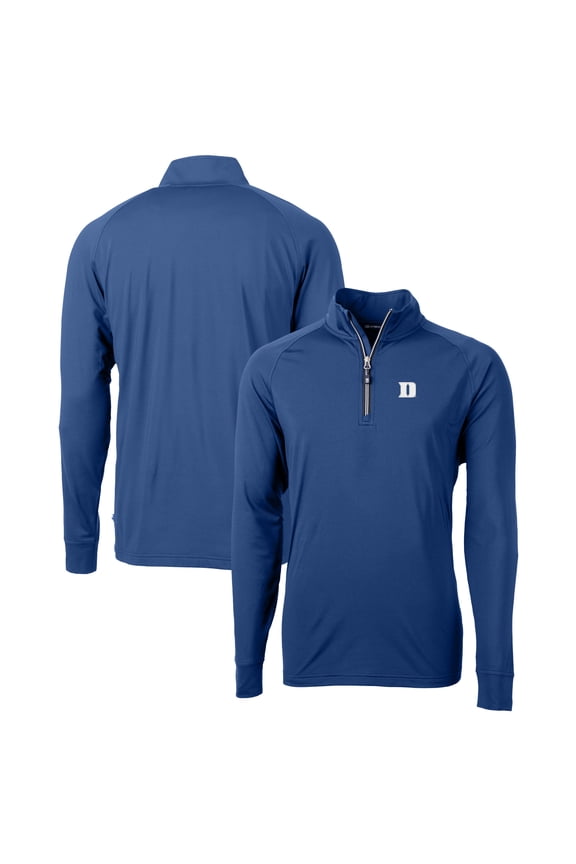 Men's Cutter & Buck Royal Duke Blue Devils Adapt Eco Knit Stretch Recycled Raglan DryTec Quarter-Zip Top