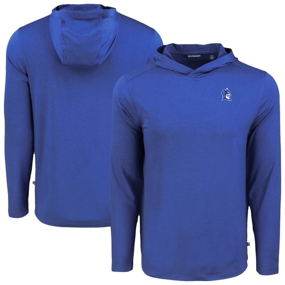 Men's Cutter & Buck Royal Duke Blue Devils Coastline Epic Comfort Eco Recycled Long Sleeve Hoodie T-Shirt