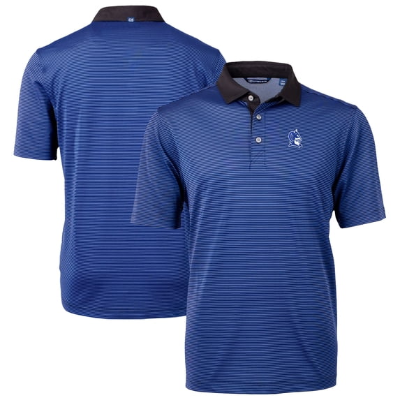 Men's Cutter & Buck Royal Duke Blue Devils DryTec Virtue Eco Pique Micro Stripe Recycled Polo