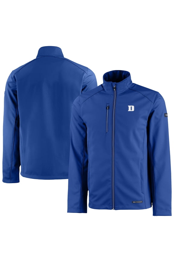 Men's Cutter & Buck  Royal Duke Blue Devils Evoke Eco Softshell Recycled Full-Zip Jacket