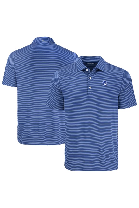 Men's Cutter & Buck  Royal Duke Blue Devils Forge Eco Fine Line Stripe Polo