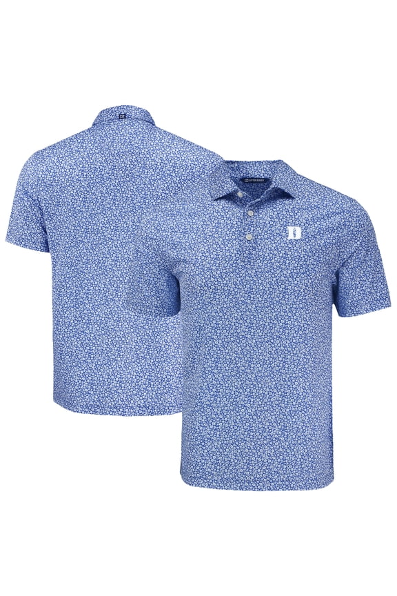 Men's Cutter & Buck Royal Duke Blue Devils Pike Eco Flora Print Recycled Polo