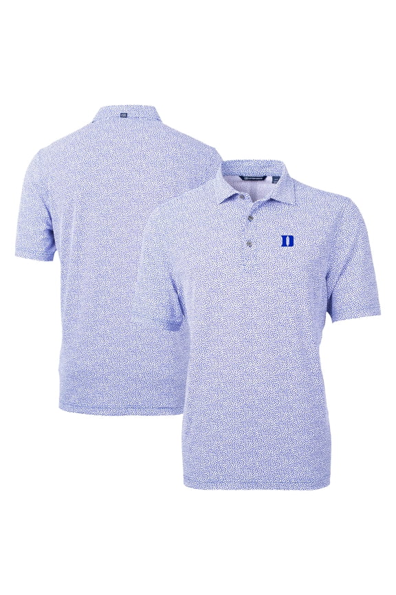 Men's Cutter & Buck Royal Duke Blue Devils Virtue Eco Pique Botanical Print Recycled DryTec Polo