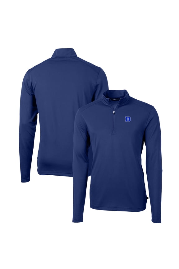 Men's Cutter & Buck Royal Duke Blue Devils Virtue Eco Pique Recycled DryTec Quarter-Zip Top