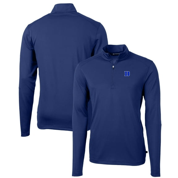 Men's Cutter & Buck Royal Duke Blue Devils Virtue Eco Pique Recycled DryTec Quarter-Zip Top