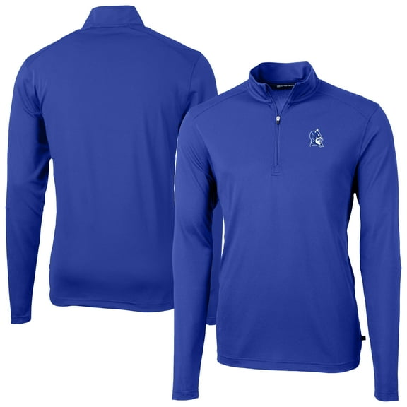 Men's Cutter & Buck Royal Duke Blue Devils Virtue Eco Pique Recycled DryTec Quarter-Zip Top