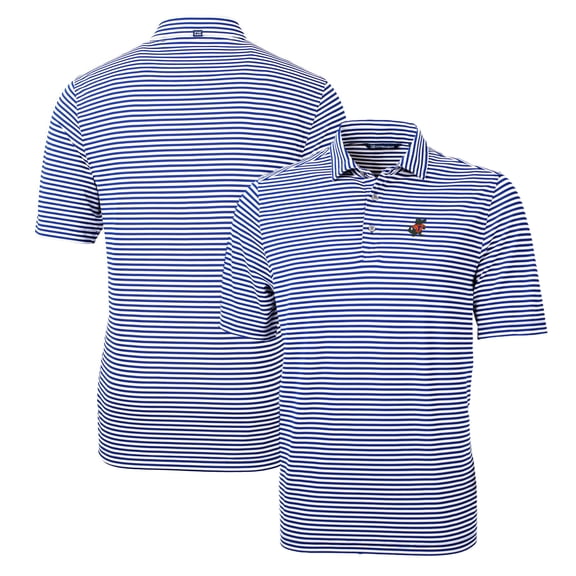 Men's Cutter & Buck Royal Florida Gators Throwback Logo Virtue Eco Pique Stripe Recycled Polo