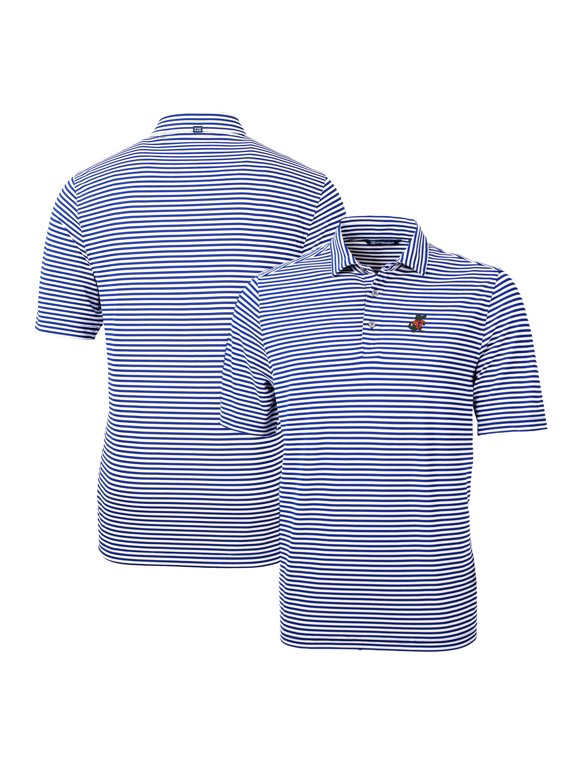 Men's Cutter & Buck Royal Florida Gators Throwback Logo Virtue Eco Pique Stripe Recycled Polo