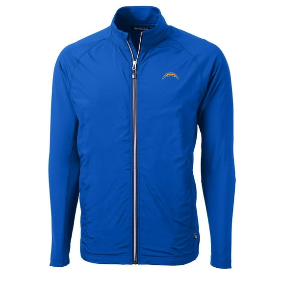 Men's Cutter & Buck Royal Los Angeles Chargers Adapt Eco Knit Full-Zip Jacket