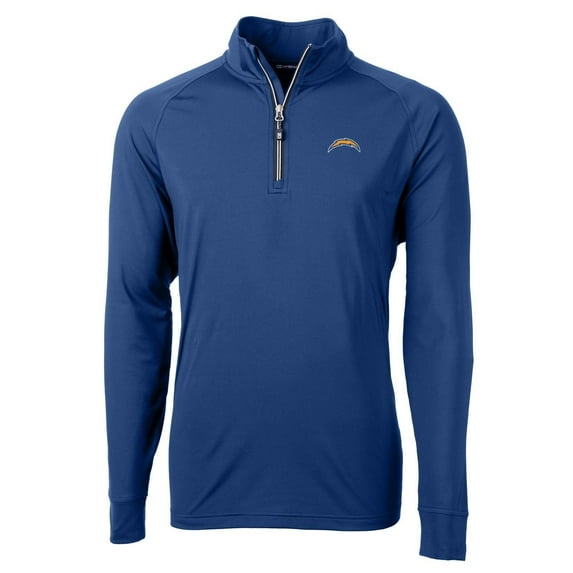 Men's Cutter & Buck Royal Los Angeles Chargers Big & Tall Adapt Eco Knit Quarter-Zip Pullover Jacket