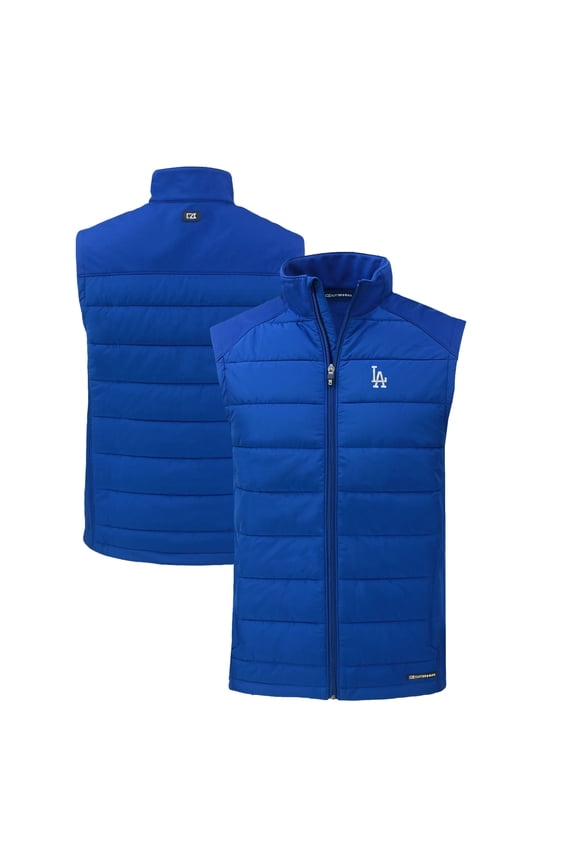 Men's Cutter & Buck Royal Los Angeles Dodgers Evoke Hybrid Eco Softshell Recycled Full-Zip Vest