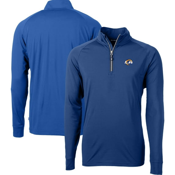 Men's Cutter & Buck Royal Los Angeles Rams Big & Tall Adapt Eco DryTec Raglan Quarter-Zip Jacket