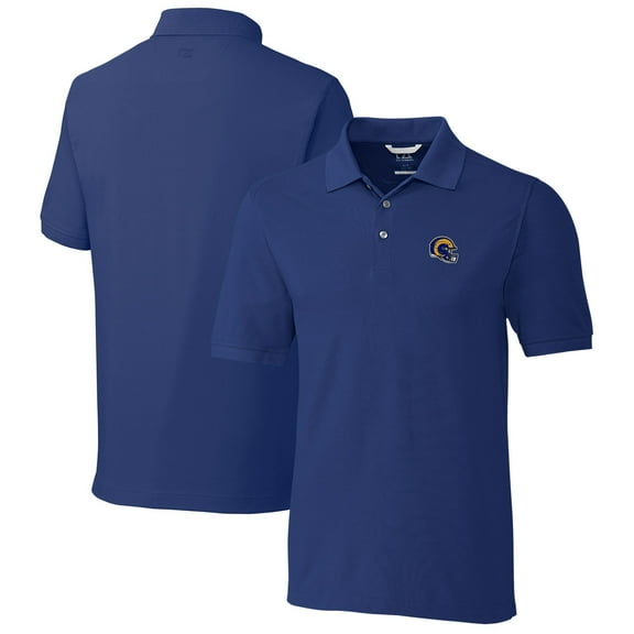 Men's Cutter & Buck  Royal Los Angeles Rams Helmet Advantage Tri-Blend Pique Polo